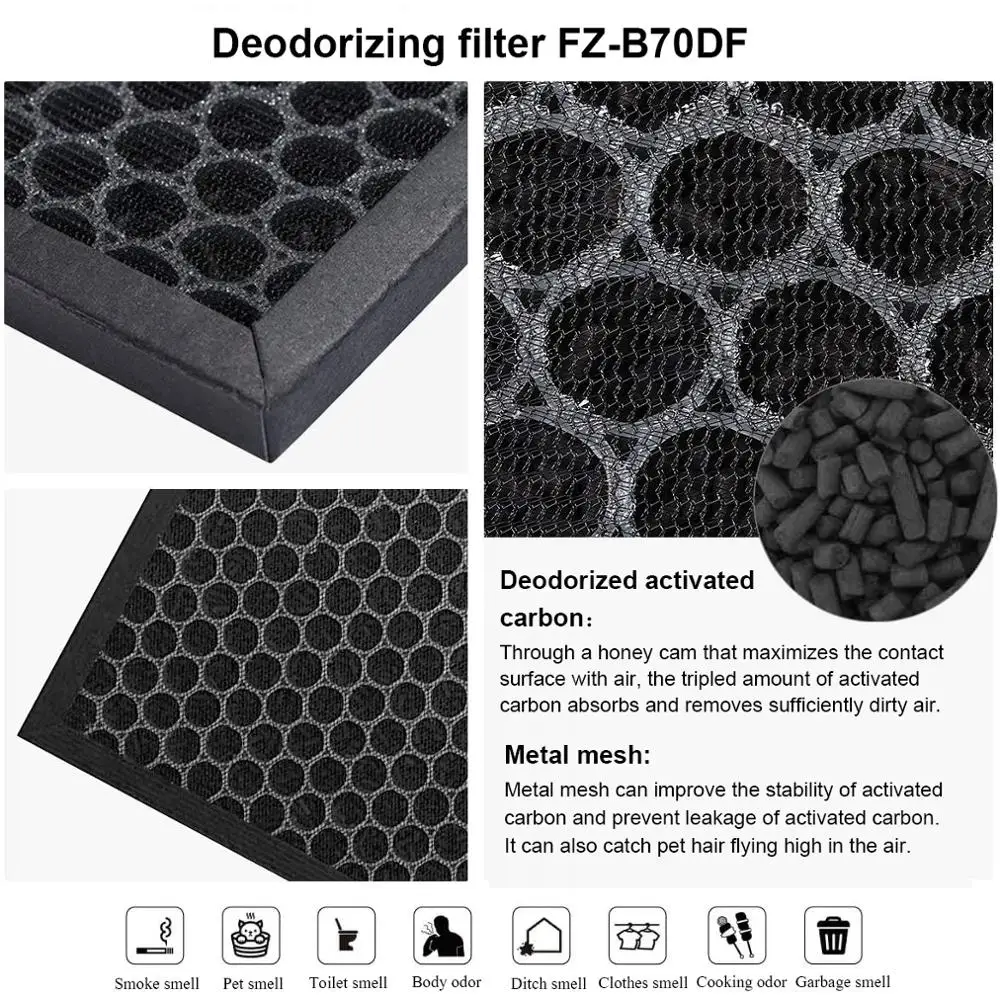 Reemplazo de filtro de carbón HEPA, y FZ-B70DF FZ-BX70HF, Compatible con purificador de aire afilado, KC-700Y5-B/W, KC-70E9-B/W