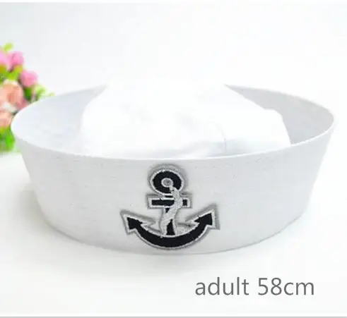 Sailors Ship Boat Captain Blue White Military Hat Adult Kids Navy Marine Cap Anchor Sea Boating Nautical Party Cosplay Outfit