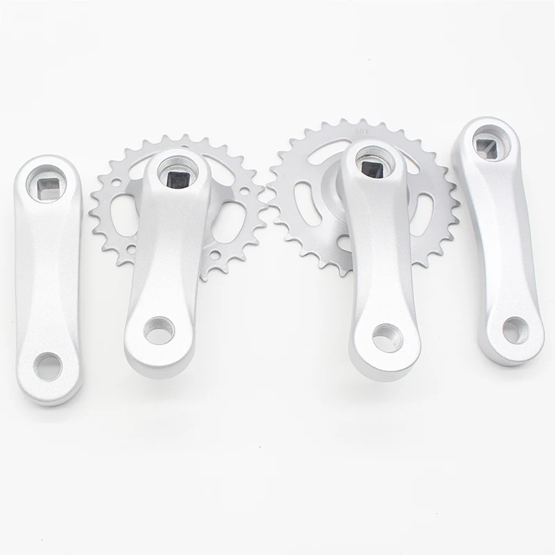 

25/28T Single Speed Children's Bicycle Crankset Electric Scooter 102mm 114mm Aluminum Alloy Square Hole Crank Tooth plate Parts