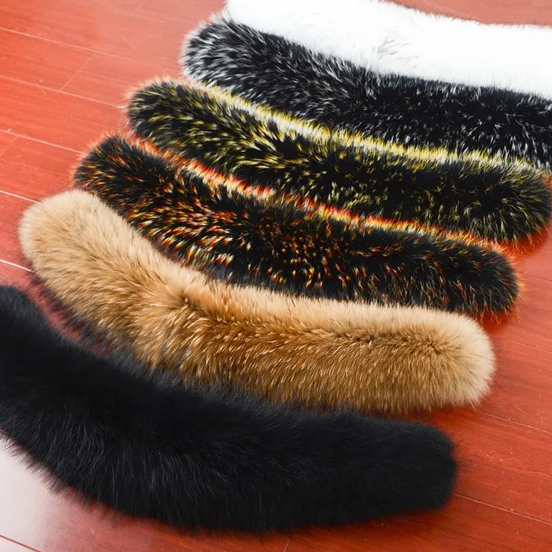 JKP 2021 real raccoon fur collar big winter scarf shawl decoration  woman shawl  neck warm scarf genuine  fox fur collar