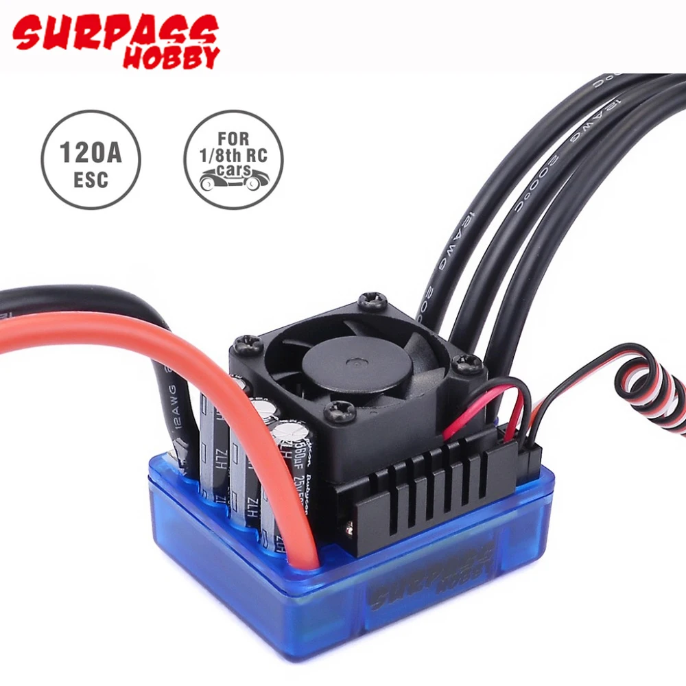 RC 4076 1350KV/1550KV/1700KV/2000KV/2250KV motore Brushless Sensorless con ESC 120A e scheda di programma per giocattoli per camion auto 1/8 RC