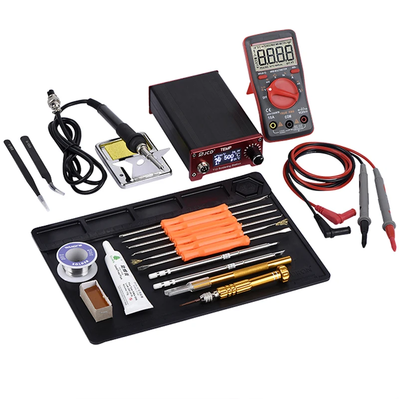 JCD T12 Soldering Station Kit ดิจิตอลจอแสดงผล80W เชื่อม Soldering เหล็กปรับอุณหภูมิ220V OLED อุณหภูมิเครื่องมือเชื่อม