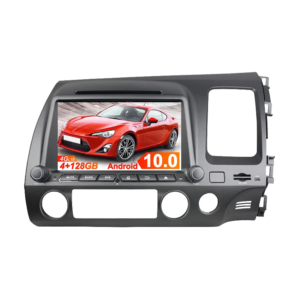 2Din 8 rdzeń CPU Android10 samochodowy odtwarzacz DVD odtwarzacz GPS nawigacja dla Honda Civic 2007-2011 odtwarzacz multimedialny jednostka główna Radio RHD Dashboard