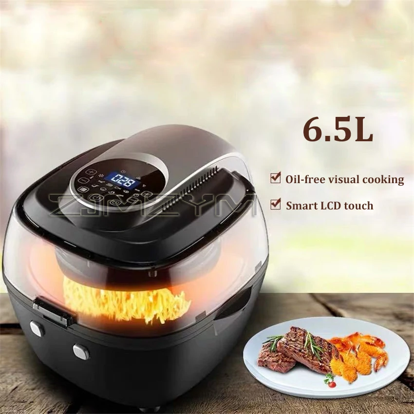 Freidora de aire multifunción, 6,5 L, sin aceite, inteligente, saludable, para Pizza, con pantalla táctil LCD, herramientas de cocina