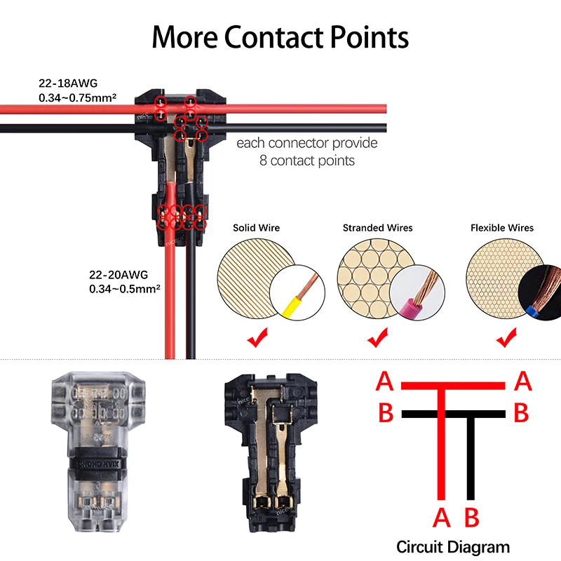 5pcs 2 Pin dc/ac 300v 10a 18-22awg no welding no screws Quick Connector cable clamp Terminal Block 2 Way Easy Fit for led strip