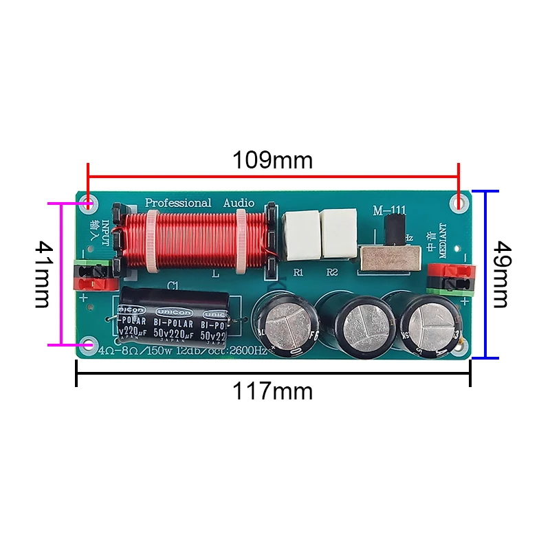 GHXAMP 150W Midrange Speaker Crossover Mid 1 way Mediant Car Audio Crossover 4-8ohm For 3-6 inch Speaker Unit 2pcs