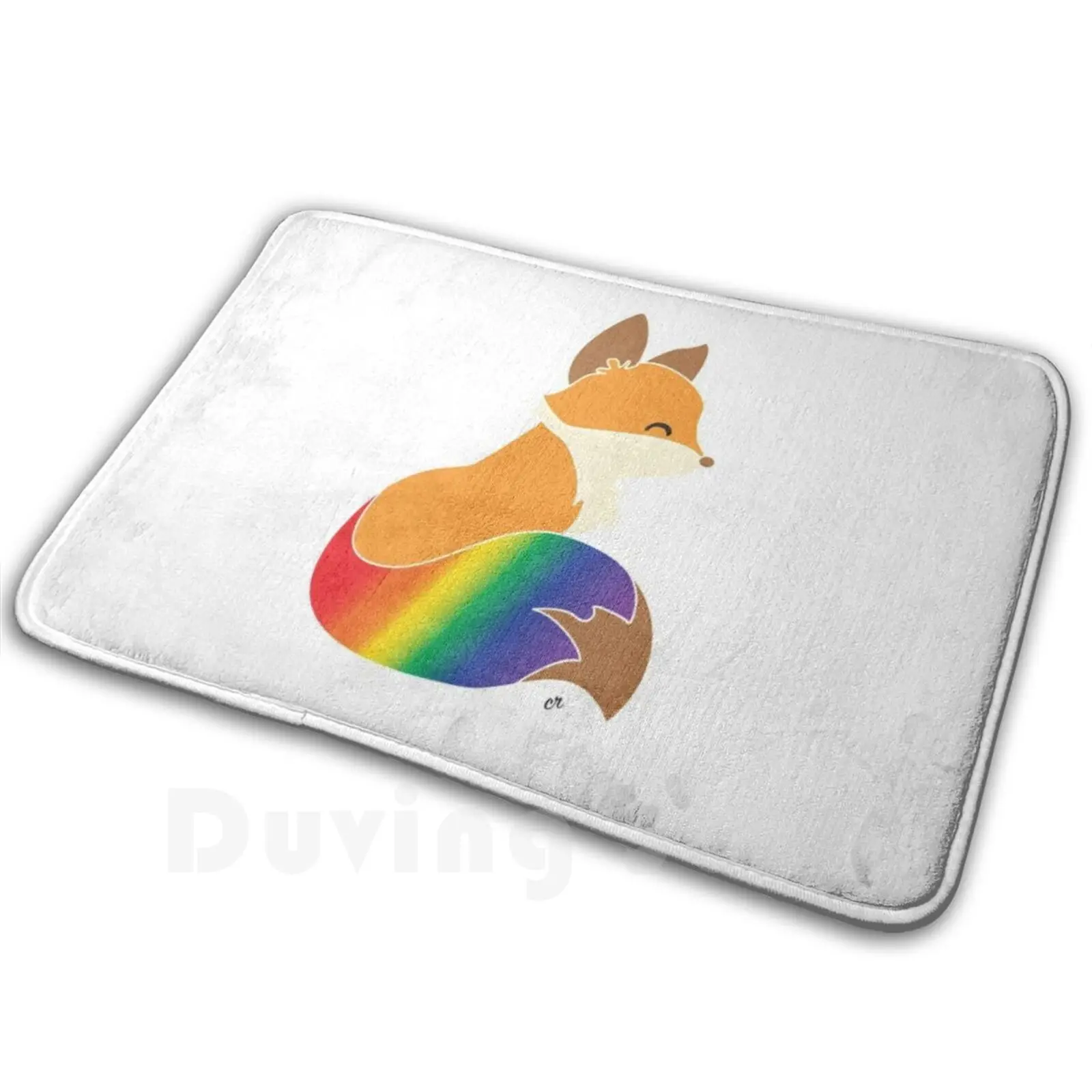 Rainbow Fox Carpet Mat Rug Cushion Soft Renard Fox Couleurs Multicolors Arc En Ciel Pride Rainbow