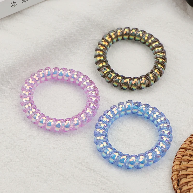 8pcs/Lot New Telephone Cord Elastic Ponytail Holders Girls Women Hair Ring Accessories Fashion Gradient Texture  Hot Tie Gum