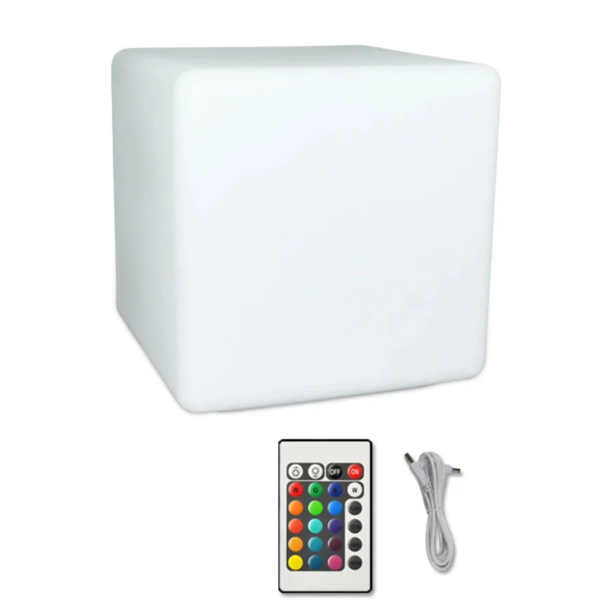 Veilleuse de Table LED Rechargeable, Lampe Tabouret Cube Étanche avec Télécommande, RVB, Couleur Proxy, Piscine, ix, Chaise, 30cm