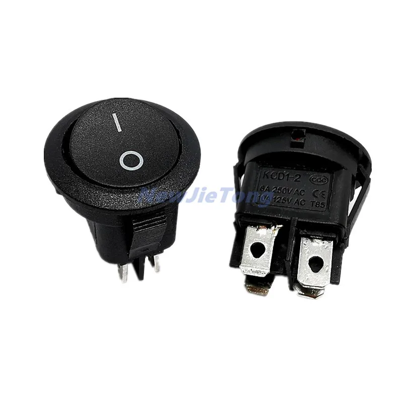 5pcs KCD1 224N Round Rocker Switch Black 4Pins 6A 250V/10A 125VAC Boat Switch Snap-in SPST ON OFF Rocker 2 Position Switch