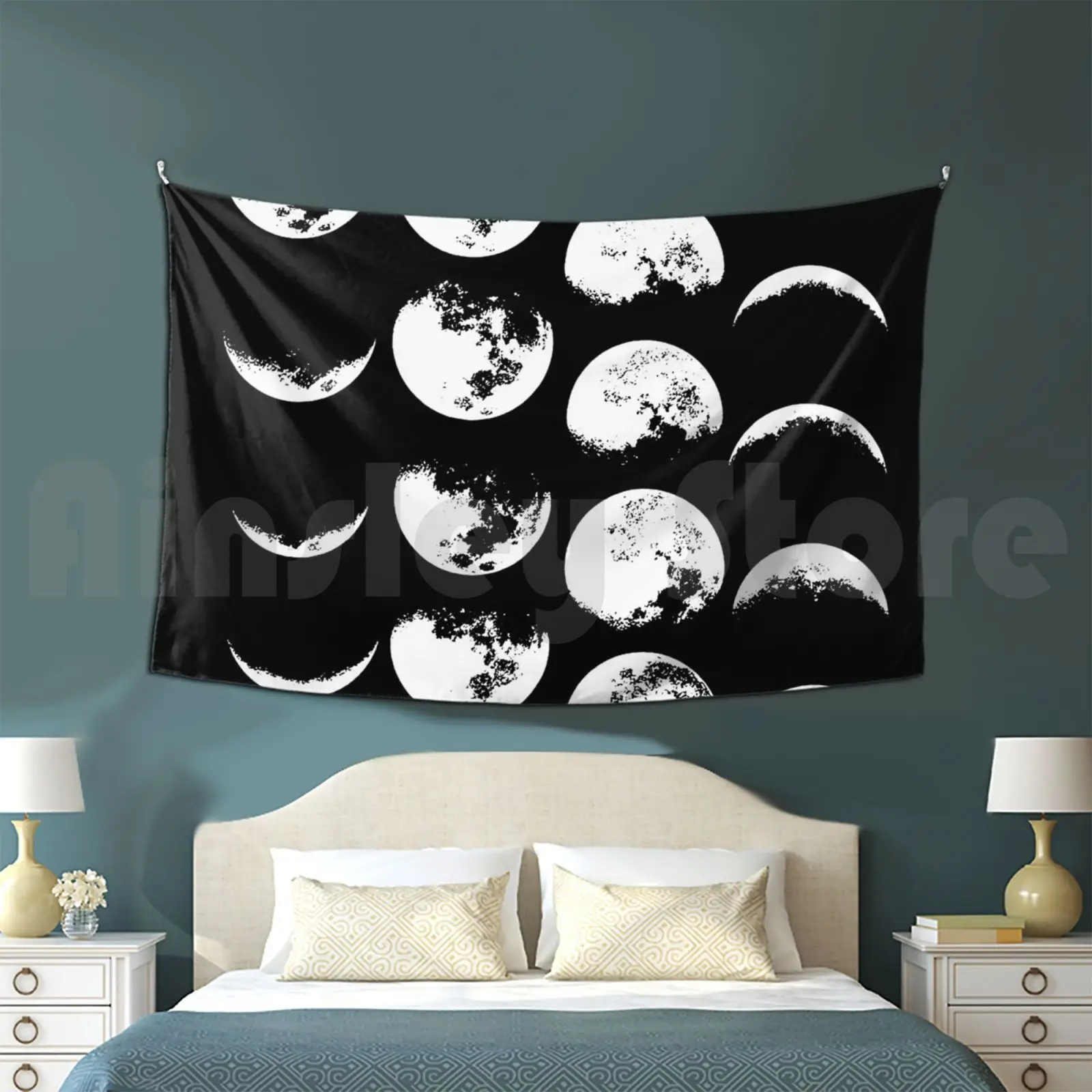 Moon Phases No. 2 Customized Tapestry Moon Moon Phases Lune La Lune La Luna Black And White Magic