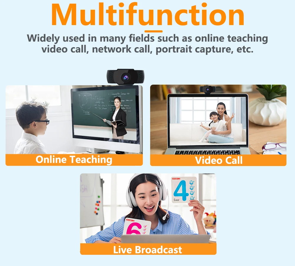 1080P Webcam HD Web Camera with Built-in HD Microphone 1920 x 1080 USB Web Cam Widescreen Video