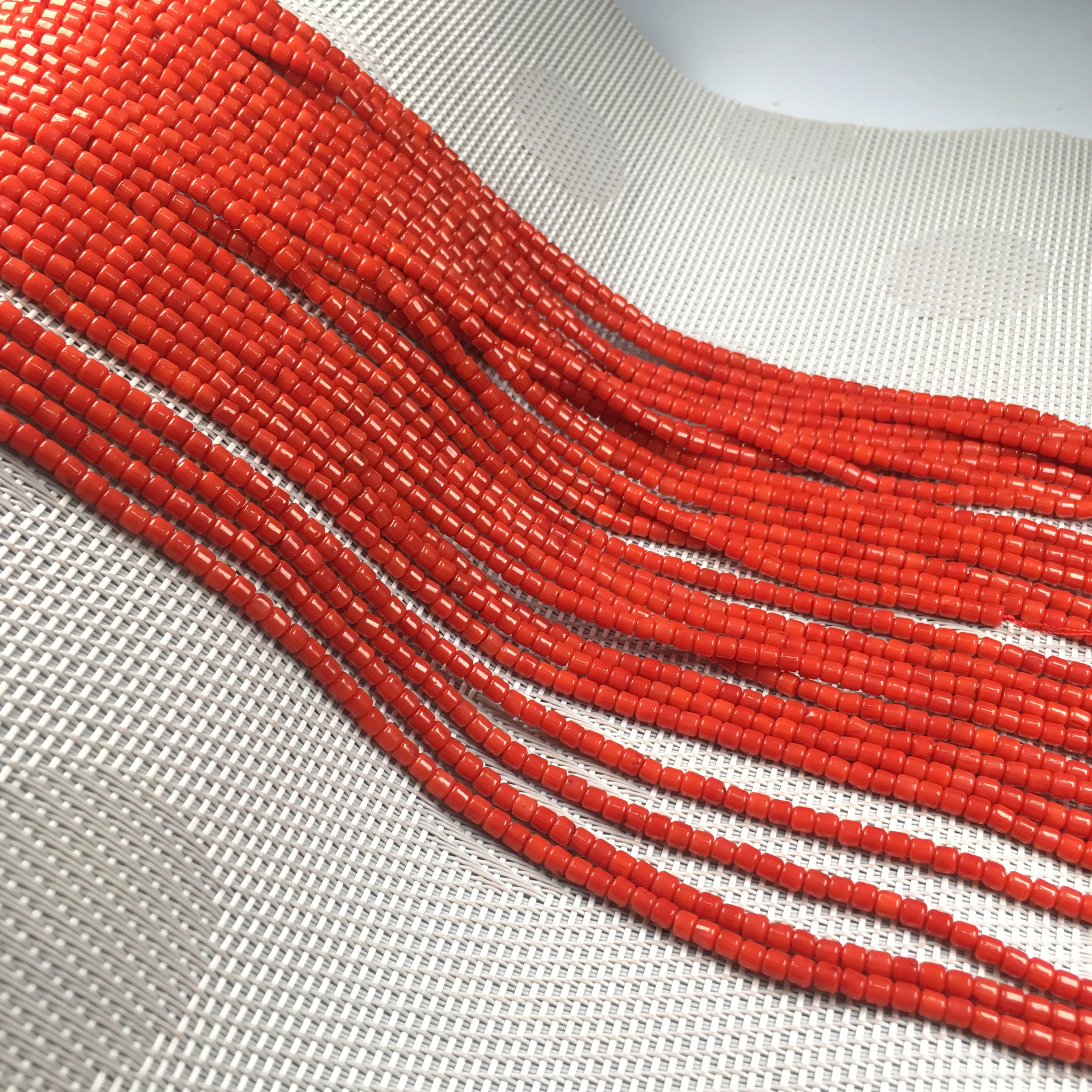 Natural Red Coral Beads Cylindrical Shape Exquisite Loose Beads for Making DIY Jewelry Necklace Bracelet Accessories 3x3mm
