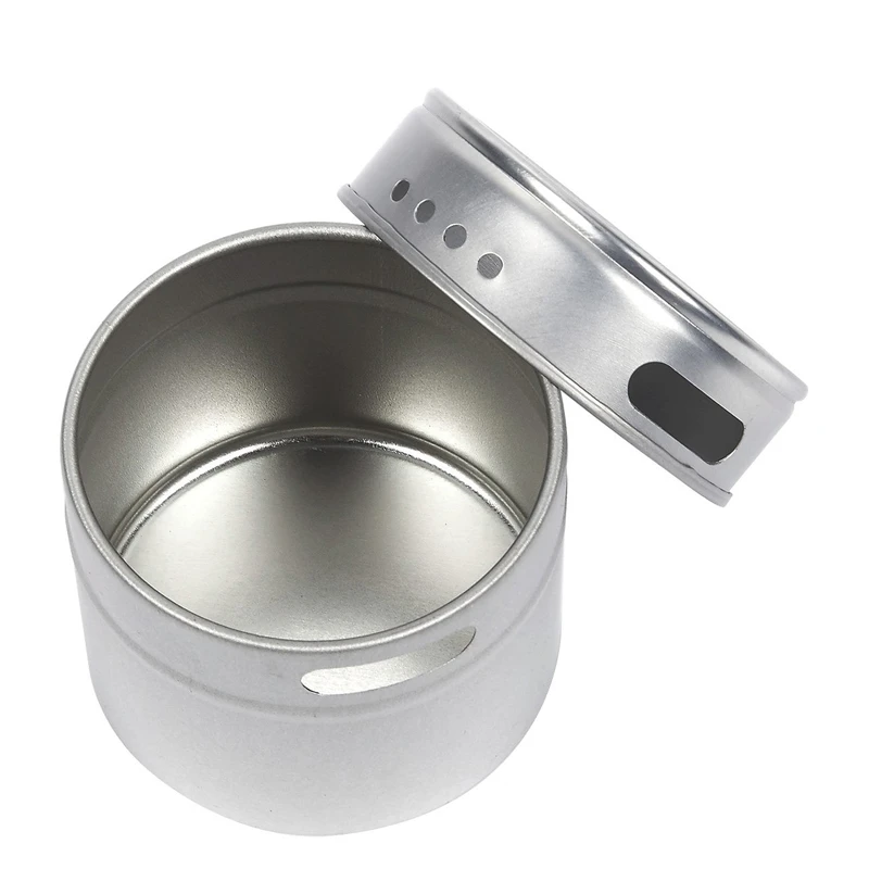 LMETJMA Magnetic Spice Tins Stainless Steel Spice Jar Set With Stickers Pepper Shakers Salt Pepper Set Seasoning Sprays  KC0017