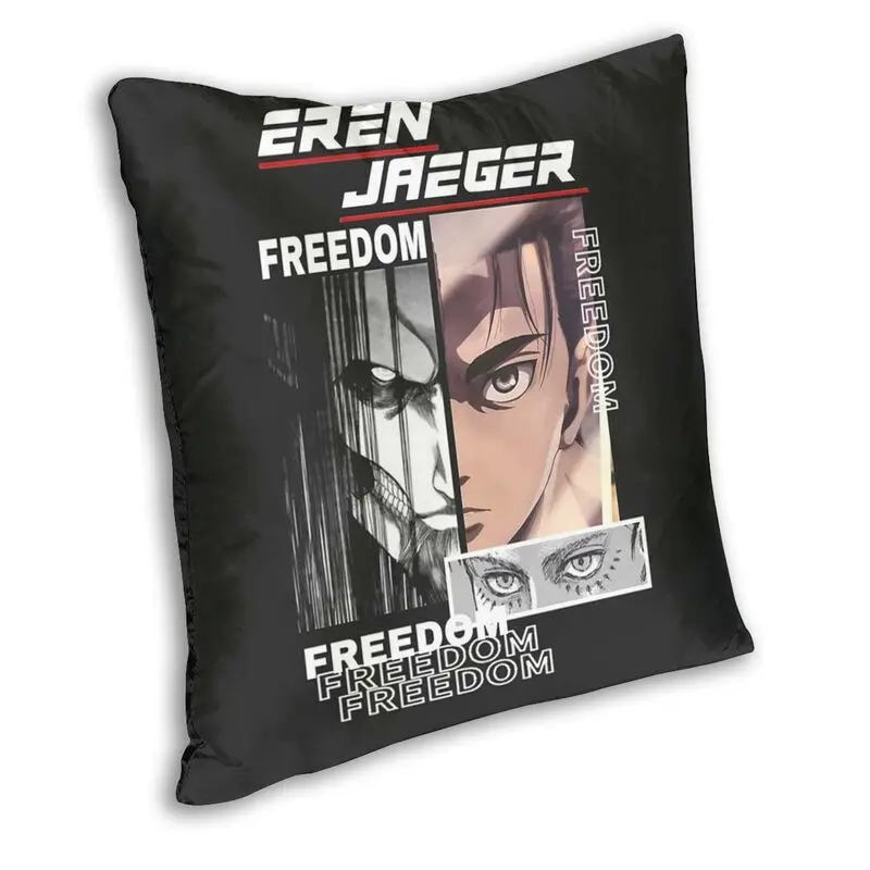 Super Power Eren Yeager Square Pillow Case Decoration Shingeki No Kyojin Cushion Cover Throw Pillow for Sofa Double-sided