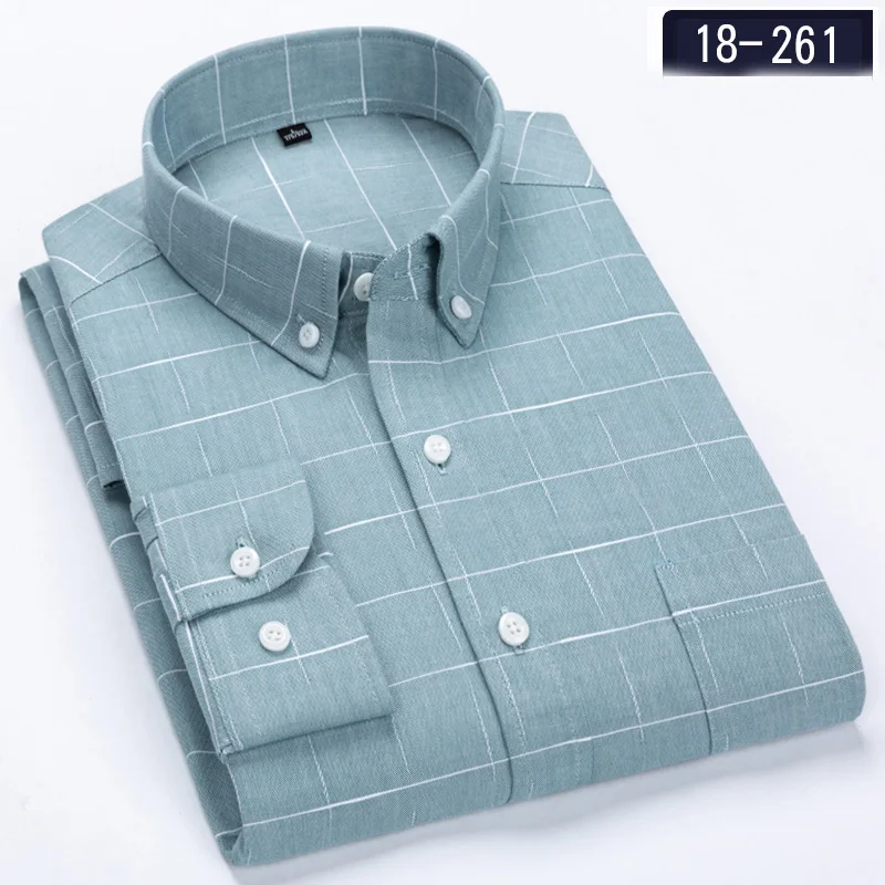 Chemise à carreaux à col rabattu pour hommes, manches longues, coupe ajustée, mode intelligente, vêtements décontractés