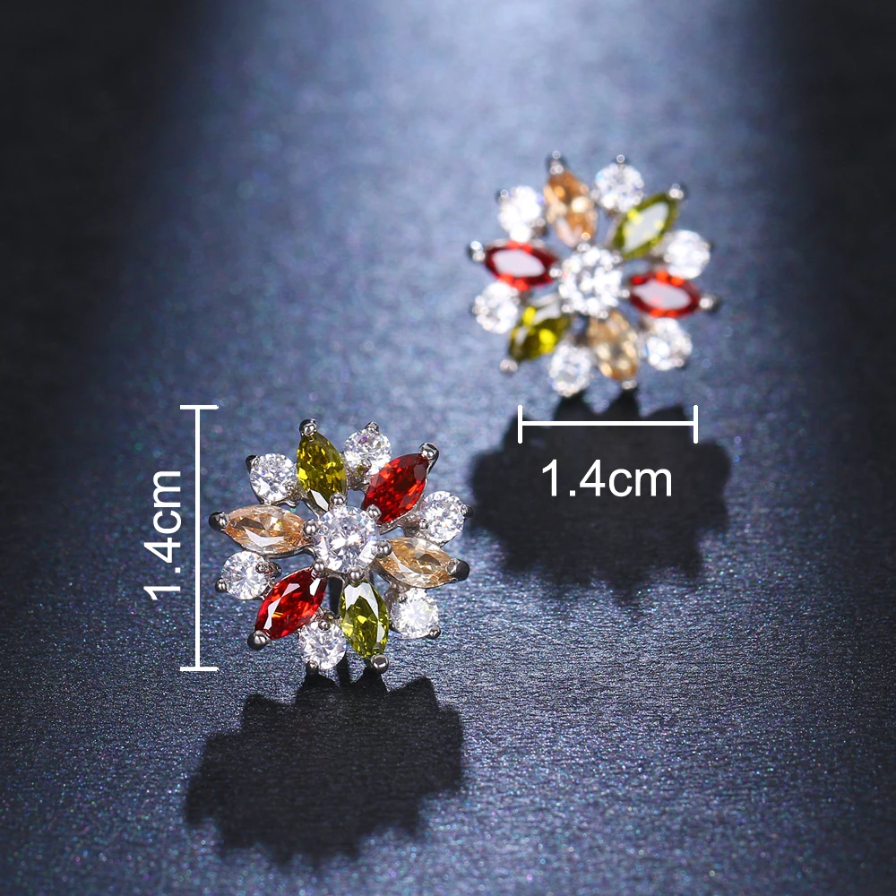 Emmaya Blooming Colorful Flower Modelling Delicate Earring With Cubic Zircon Exquisite Jewelry For Women Charming Dress-up Party