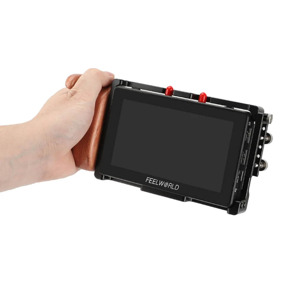 Кронштейн для монитора управляющего камеры CAMVATE с деревянной левой рукояткой и креплением для обуви, специально для мониторов FeelWorld FT6 FR6 5,5 дюйма