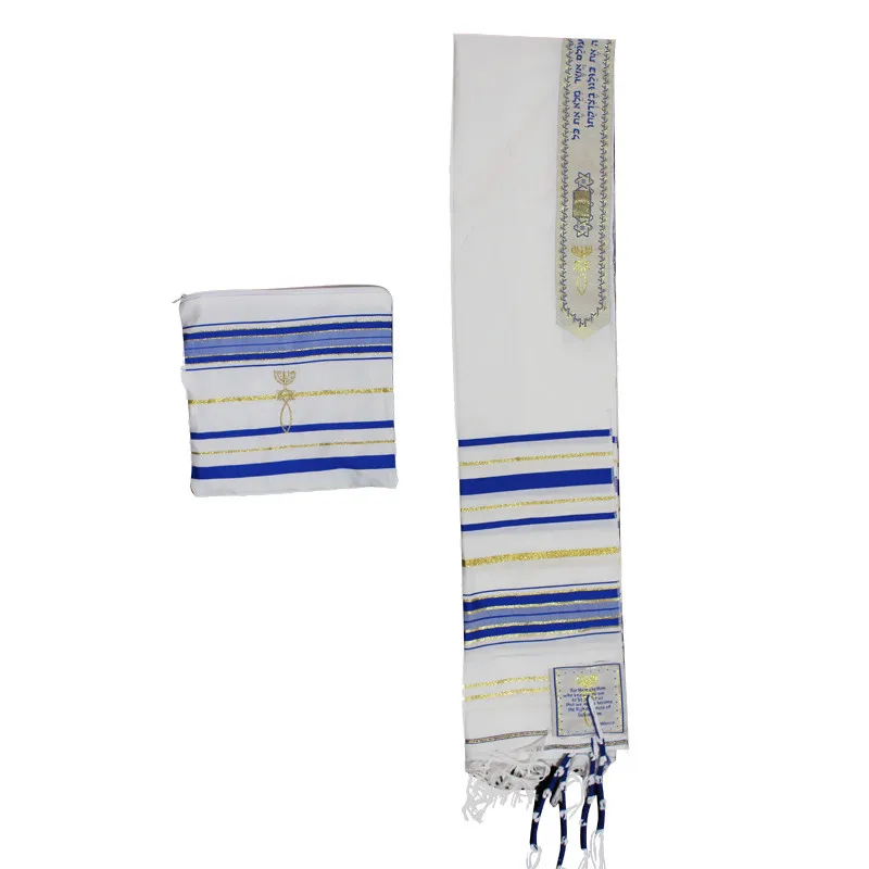 Jedaica Tallit Shawl Israel Talit scarf with Talis Bag Polyester Wraps Prayer 50x180cm