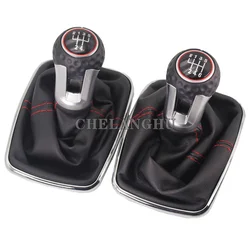 5 /6 speed Gear Shift Knob with Leather Boot 12mm For VW Golf  Jetta 4 GTI GTD R32 Bora 1998 1999 2000  2001 2002 2003 2004 2005