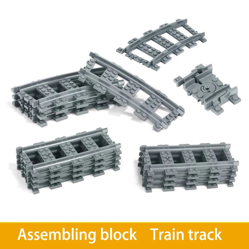 KAZI 100pcs building block train track accessories fork track variable track children's toys