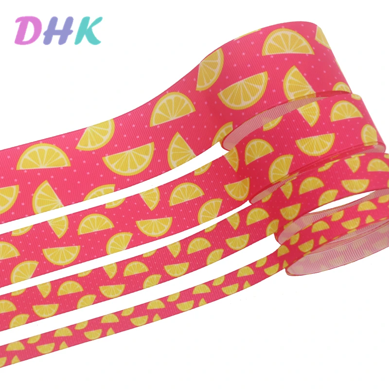 DHK 4 sizes options 50yards juice fruit Printed Grosgrain Ribbon Accessory Hairbow Headwear Decoration DIY Wholesale S1333