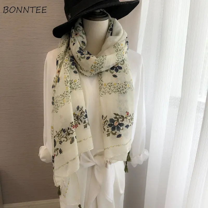 

Scarves Women Vintage Print Daily Fashion Beach Holiday All-match Sweet Girls Popular Design Female New Arrival Tender Soft Cozy