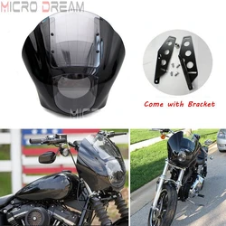 Motorcycle Quarter Headlight Fairing Clear Windscreen w/ Bracket Kit For Harley Sportster 1200 Iron 883 XL883N 1988-2016