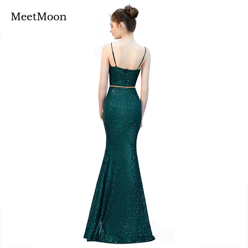 MeetMoon – Robe De bal De standing, en tricot pailleté, longue, style sirène, avec fente latérale, nouvelle collection, 2020