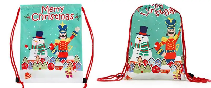 Christmas Drawstring Bag Backpack 3D Print Wrapping Gift Santa Goody Treat Sack Sports Pouch Party Favors Diy Customize logo