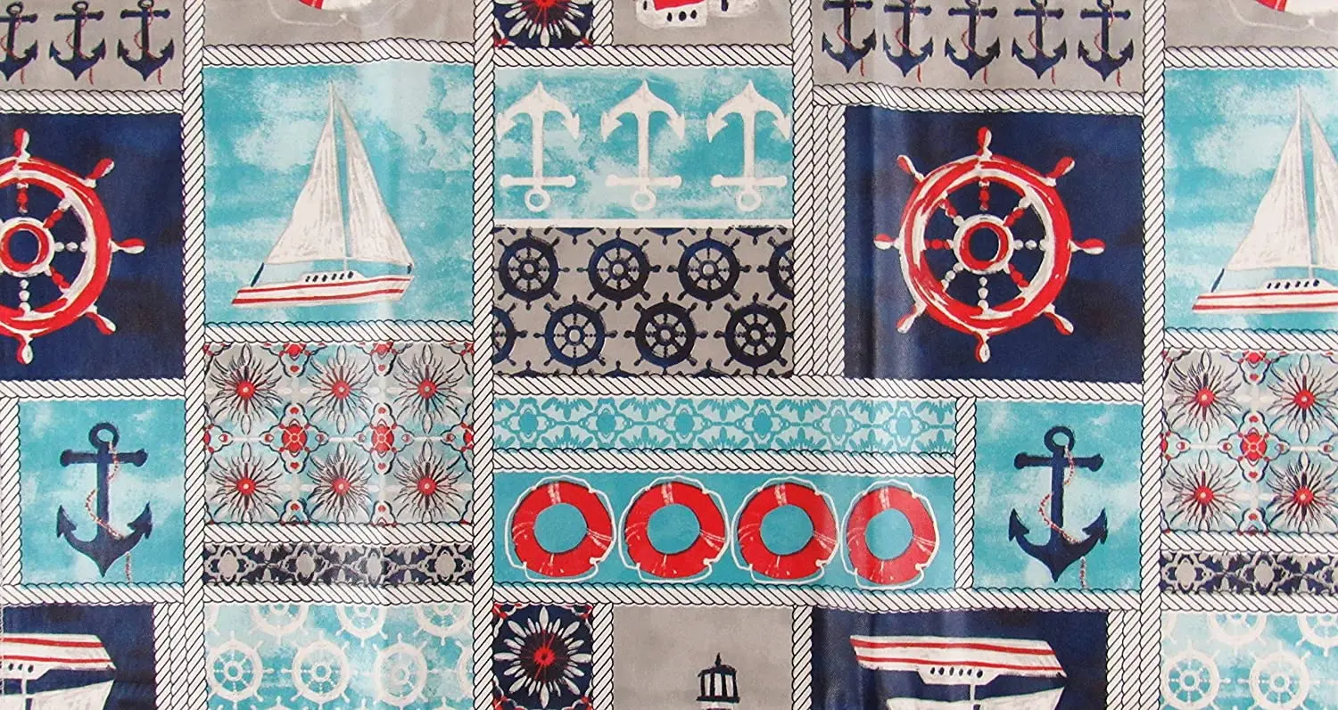 

Marine Patchwork Vinyl Flannel Back Tablecloth