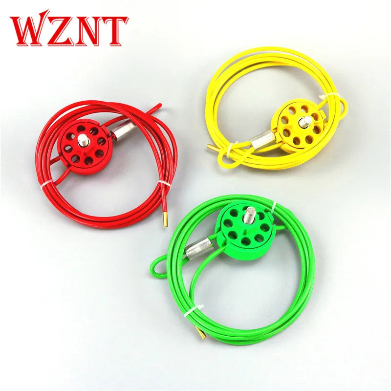 NT-C03 RED GREEN YELLOW ROUND MULTIPURPOSE CABLE LOCKOUT 8 HOLES WITH LOOP