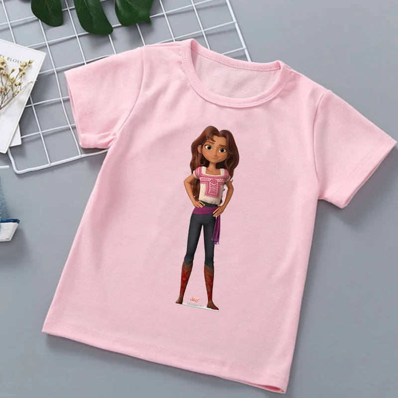 New hot sale children\'s tshirts Mustang spirit cartoon print girls t-shirts fashion trend baby girls t shirts pink clothing tops