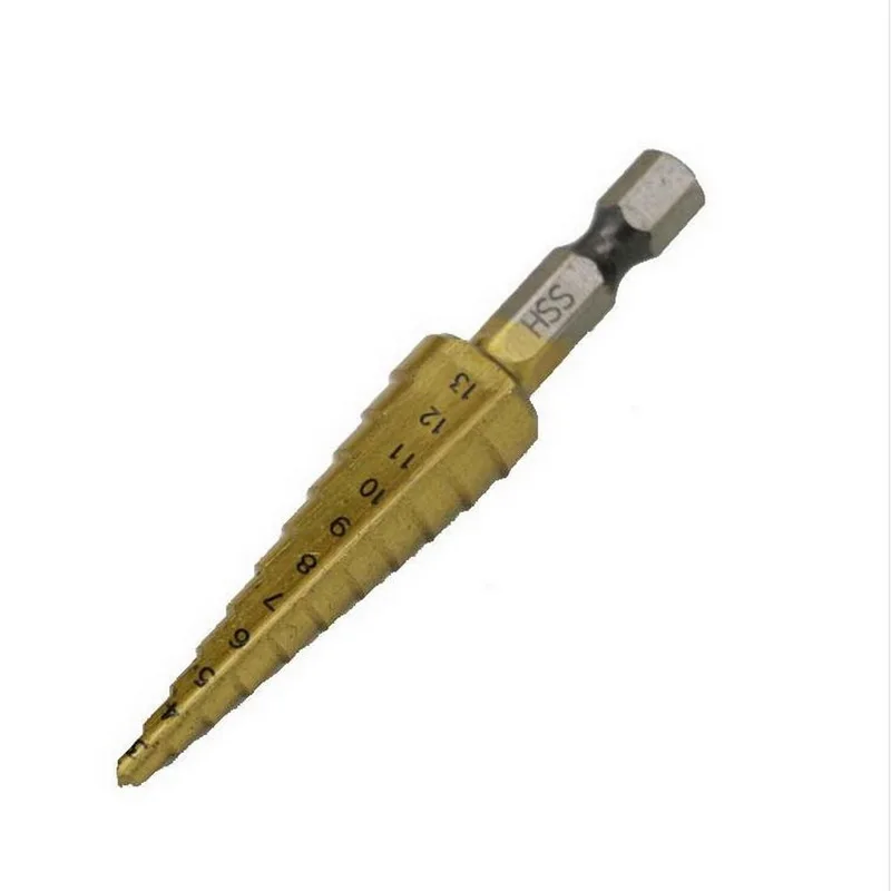 Promotion sale Small Size 3-12/4-12/3-13mm Hss Step Drill Bit Set Core Drill Bit Tin Coated Cone Step Drill Bit Set Hole Cutter