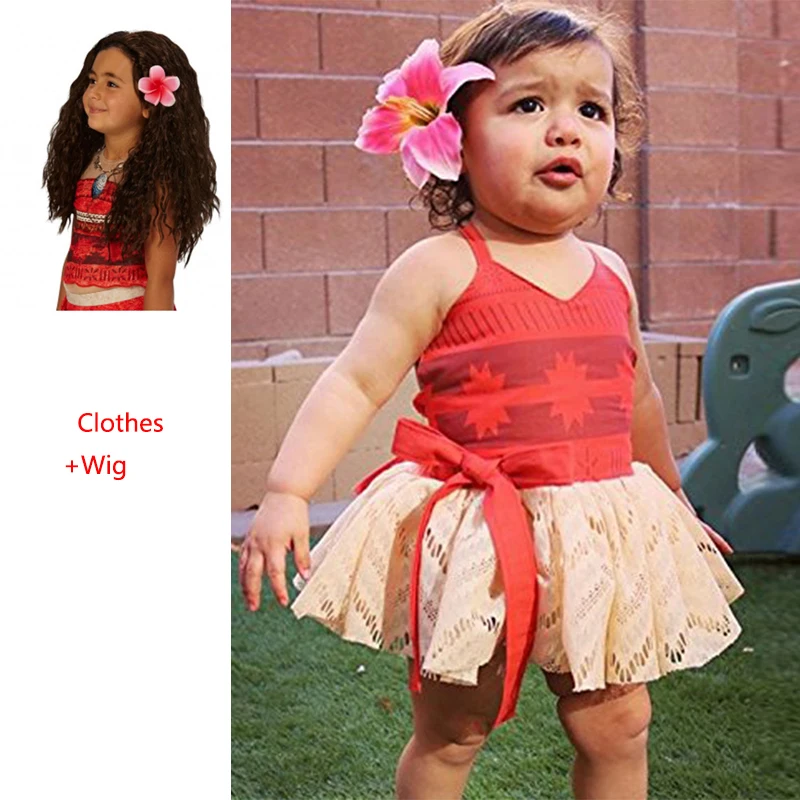 Summer Toddler Girls Moana Dress Up Beautiful Baby Vest Backless Dress Christmas Fancy Costume for Girls Flower Cotton Clothing