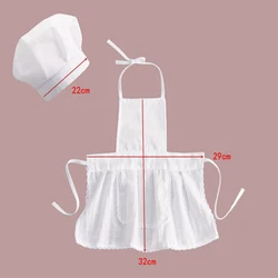 New Cute Chef Apron&Hat For Kids Costumes Cotton Blended Chef Baby White Cook Costume Photos Photography Prop Newborn Hat Apron