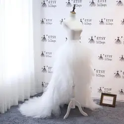 High Low Tutu Layered Tulle Skirt for Women Sweep Train Draped Tiered Tulle White Wedding Skirts Prom Gown Custom