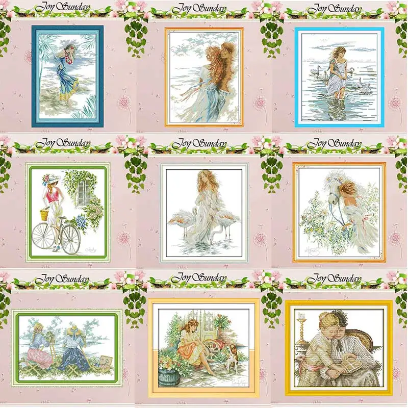 White horse girl lover counted Cross Stitch 11CT 14CT Cross Stitch Set Wholesale DIY Cross-stitch Kit Embroidery Needlework