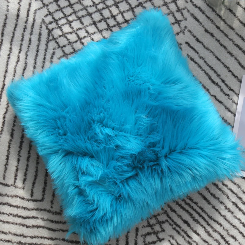 5 Sizes Nordic Plush Pillowcase Fluffy Pillow Wool Cushions Ins Sofa Bed Fur Cushion Cover Pillows Princess Room Throw Pillow