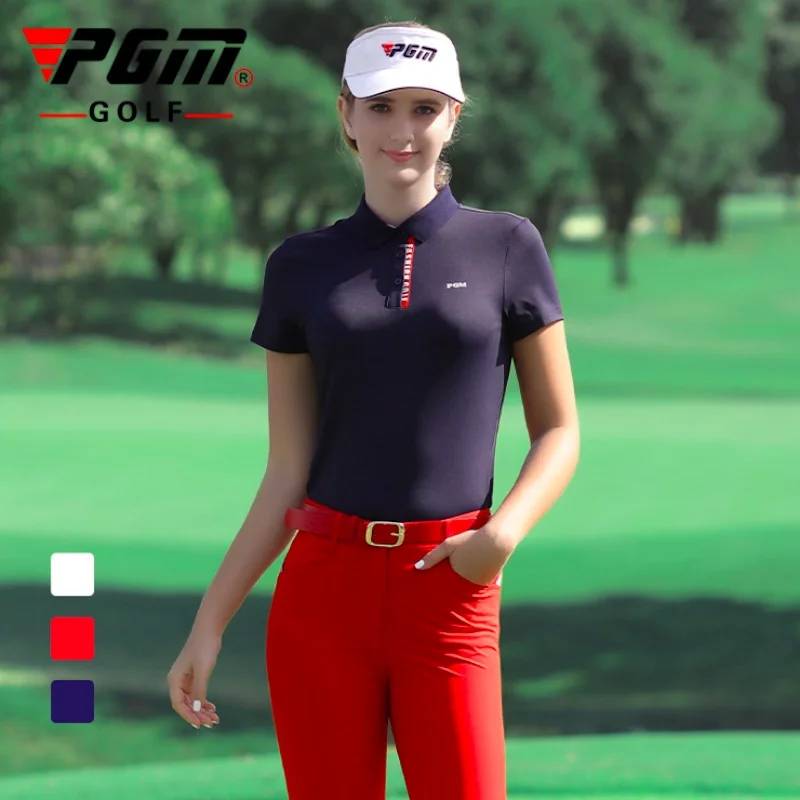 PGM Golf Women\'s T-Shirts Sports Leisure Summer Short Sleeve Lady Clothing Elasticity Quick Dry Breathable YF400 Wholesale