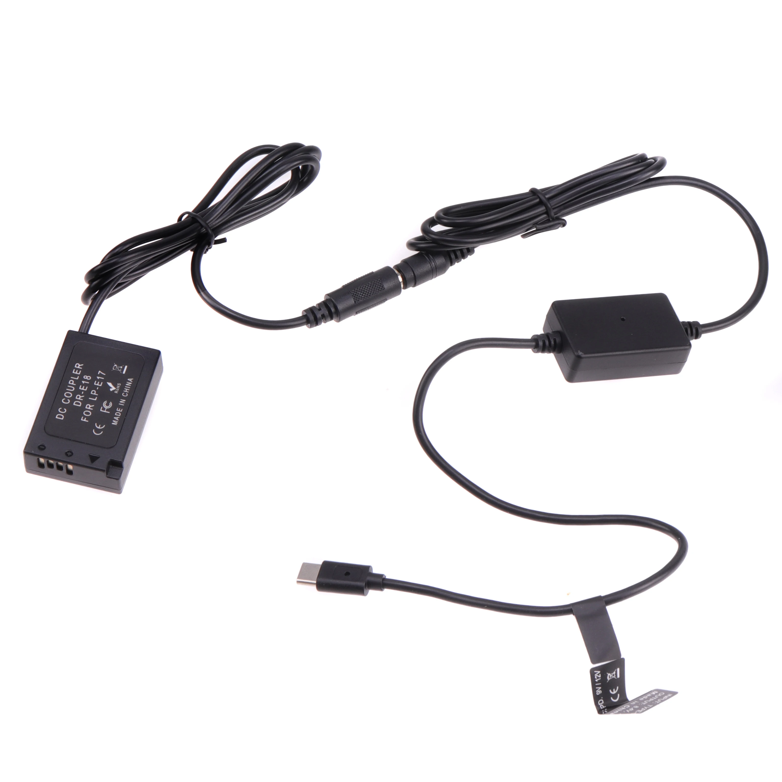 FOTGA Decoded LP-E18 Dummy Battery Adapter +Type C Cable for Canon RP 77D 200D 250D 750D 760D 800D 850D Rebel T6i T6s T7i T8i