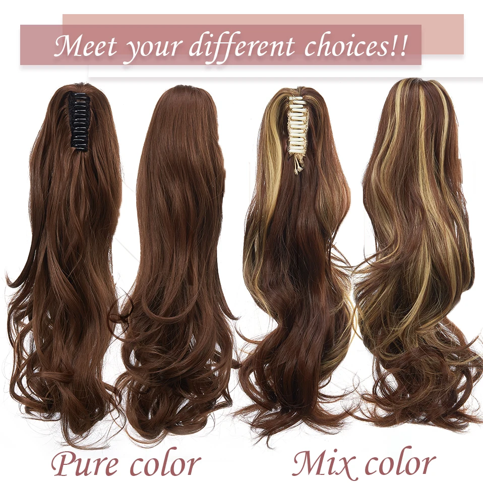 S-noilite Synthetic Long Wavy Claw On Ponytail Upgrade Ponytail Hair Extension Clip On Ponytail Women Hairpiece Can Curly