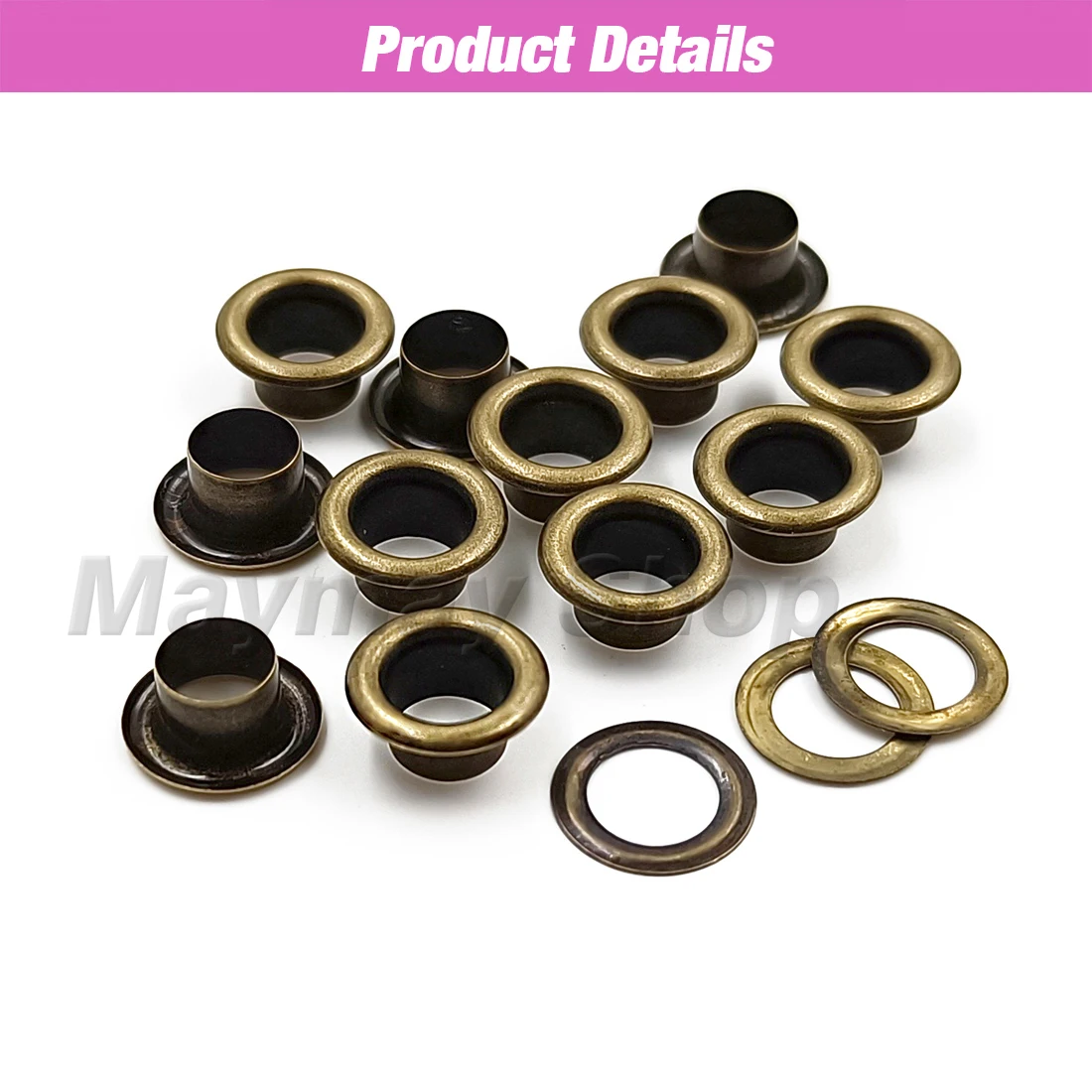 100Pcs Copper Color Hole Metal Eyelets Grommets with Washer For Leathercraft Diy Accessories Clothes Cap Bag Tags Shoes Belt