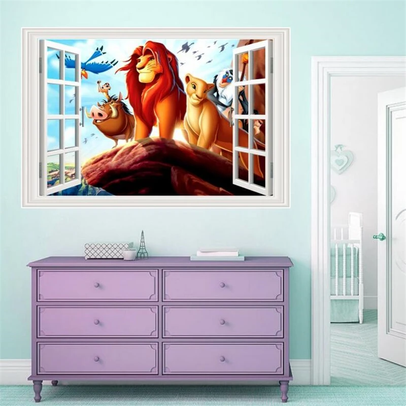 MINISO Simba the Lion King Wall Stickers For Kids Room Decoration Home Bedroom PVC Decor    Movie Mural Wall Art Decals