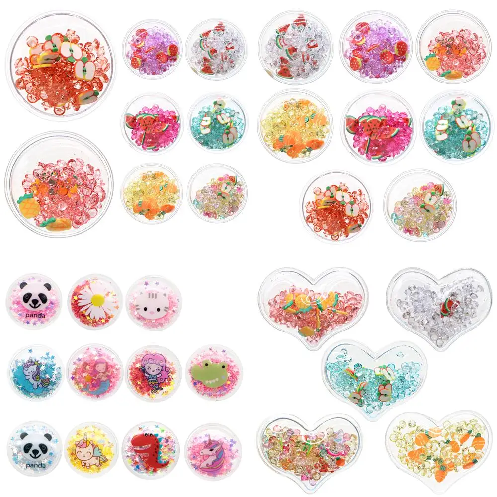 1pc Round Heart Animal Transparent Qucksand Shaker Bling Sequins DIY Make Hair Clip Accessories Craft Phone Decoration,1Yc18139