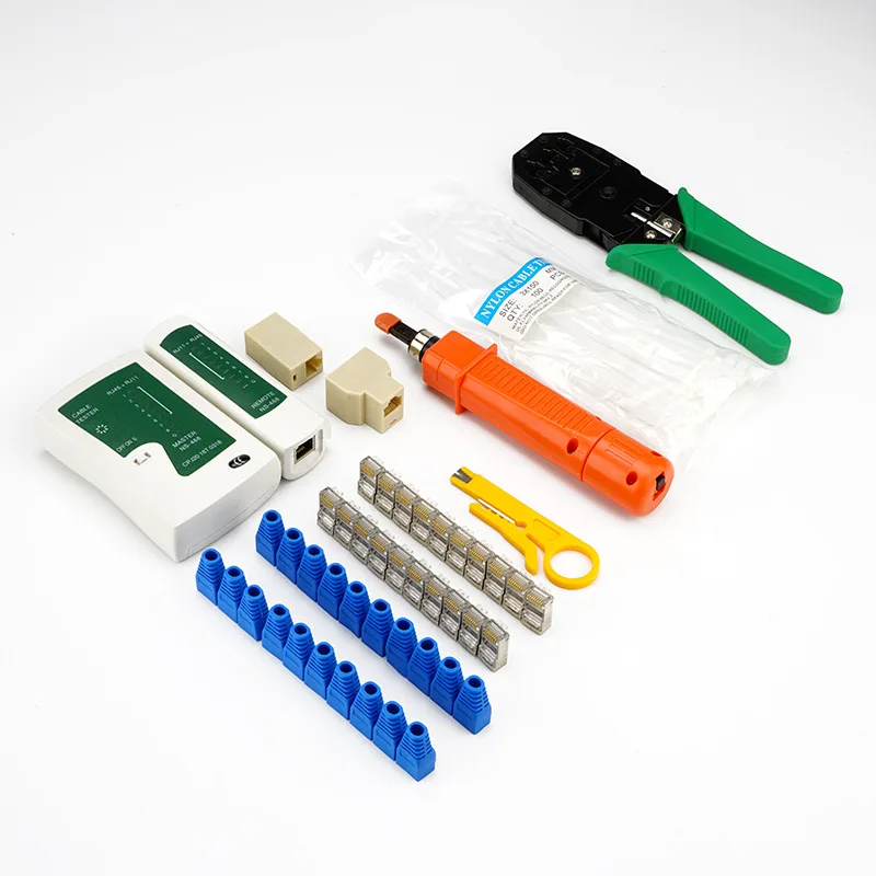 Imagem -02 - Conjunto Ferramenta de Reparo Rede Kit Ferramentas Instalação Cabo Rj45 Crimper Lan Cabo Tester Stripper Cortador Friso para Rj45 Rj11 10 Peças