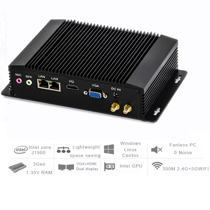 Imagem -03 - com Duplo Lan Fanless Mini pc Intel Celeron N3520 Rs232 422485 com Usb Wifi Computador de Mesa Industrial