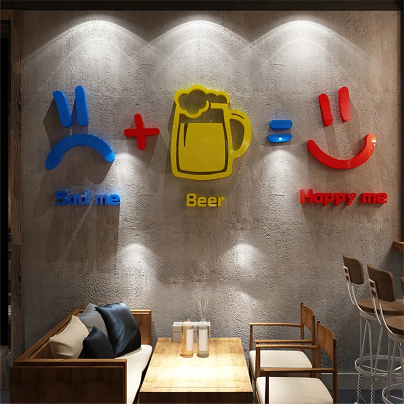 

Beer Bar Decoration Wall Stickers Scene Layout Background Dining Net Red Barbecue Meat Creative Stickers Hot Pot Restaurant Stic