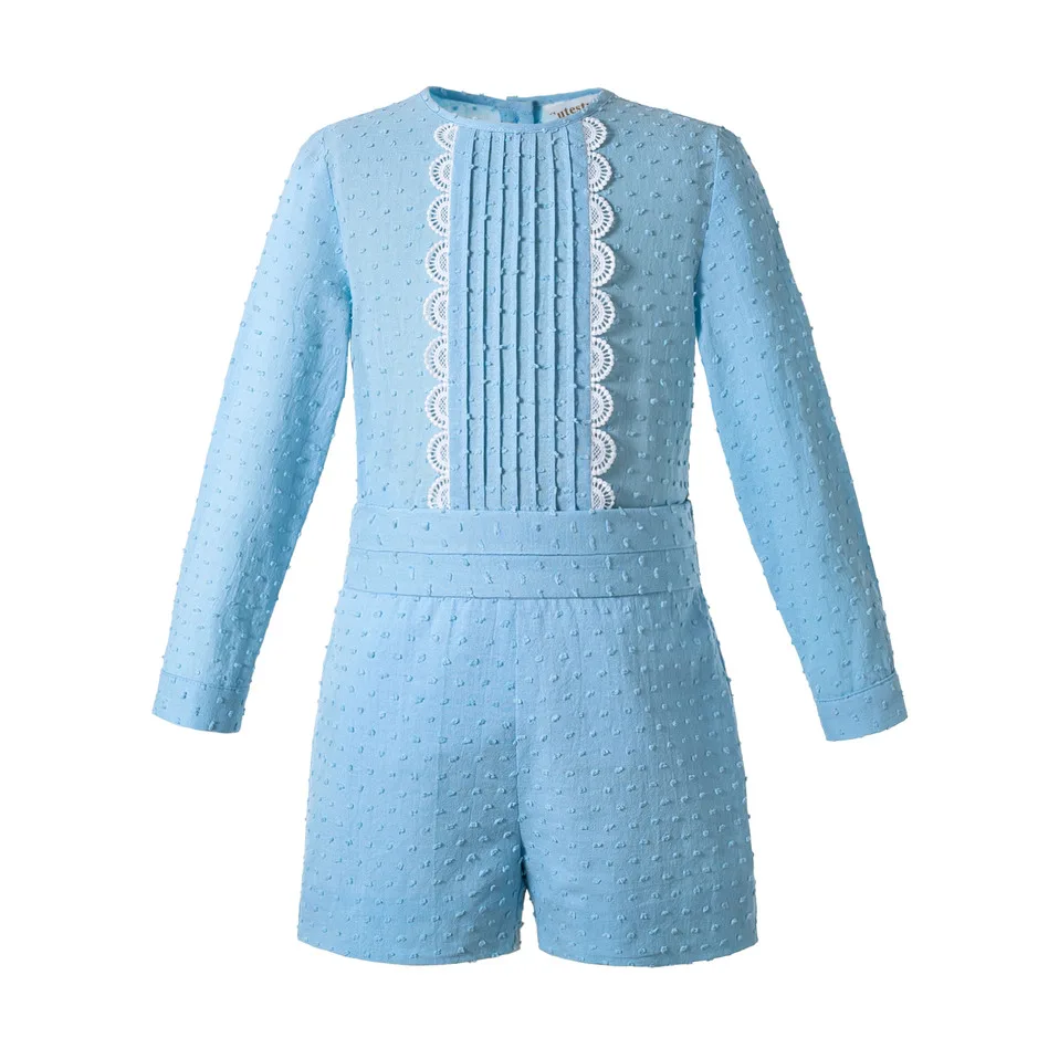 

Pettigirl New Baby Blue Boy Outfit Suit Set Pleated Layette Set Spring And Summer Kids Cotton Clothing Set