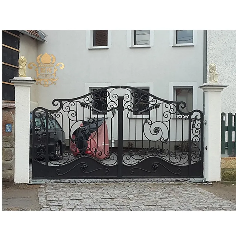 Black Powder Coated Color Wrought Iron Gates For Sale